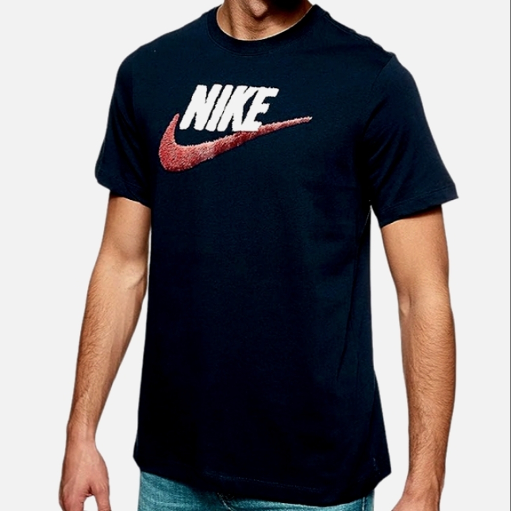 Black (or Blue-Black) Nike T-Shirt, Red Swoosh